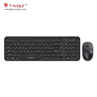 2.4Ghz Wireless Mouse and Keyboard 105 Keys Round Keycaps Office Business Keyboard Mouse Combos Suit for Office Desktop Pc