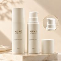 Vente en gros de flacons de lotion sans air en plastique PET de 200 ml, luxueux et mats, avec pompe cosmétique, impression personnalisée du logo et de l'étiquette