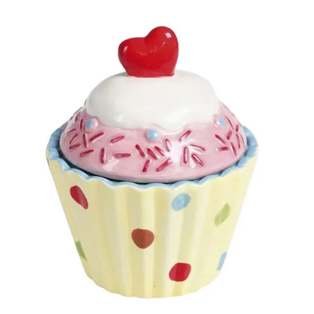 OEM Decorative Novelty Ceramic Cupcake Money Box Hand painted ceramic cupcake piggy bank coin bank