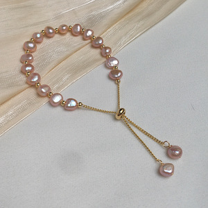 <span class=keywords><strong>Pulsera</strong></span> de <span class=keywords><strong>Perlas</strong></span> Naturales de Agua Dulce, Estilo Barroco Geométrico, Chapada en Oro de 18k, Ajustable, Simple y Elegante - Product Image 4