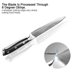 Couteau à steak en acier Damas de haute qualité avec manche en G10 noir, couteau de cuisine professionnel à lame dentelée pour la <span class=keywords><strong>viande</strong></span>, le barbecue et l'utilisation en restaurant - Product Image 4