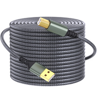 Cable de impresora Usb 2,0 A-macho a B-macho chapado en oro negro trenzado de nailon de 10 pies para Hp Cannon Brother Samsung Dell
