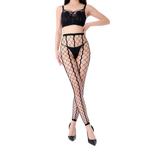 Grande maglia divertente nero Spandex/Nylon tinta unita estate a maglia calze a rete <span class=keywords><strong>collant</strong></span> due linee Sexy Retro sottile vuoto 4033 - Product Image 5