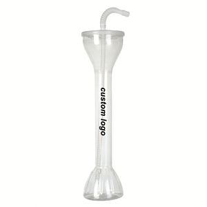 Gobelets personnalisés en plastique à col long de 21 oz avec logo imprimé pour margaritas glacées, slushies, cocktails Daiquiri et autres boissons festives, avec paille - Product Image 1