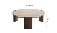 Table basse en marbre travertin naturel moderne pour petit appartement, salon, maison, balcon – style contemporain et tendance