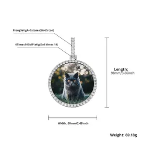 Collana Personalizzata con Foto in Stile Punk, Catena a Cerchio Grande, Ciondolo <span class=keywords><strong>di</strong></span> Lusso con Strass, Regalo per Coppie - Product Image 4