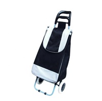 Chariot de courses populaire à faible MOQ, personnalisable avec logo, en polyester, avec roues en caoutchouc robustes et design portable