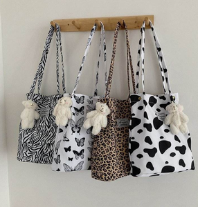 กระเป๋าถือผ้าแคนวาส, กระเป๋าสะพายไหล่ผู้หญิง, กระเป๋าผ้าแคนวาสทรงเรโทรสำหรับนักเรียน, กระเป๋าช้อปปิ้ง - Product Image 3