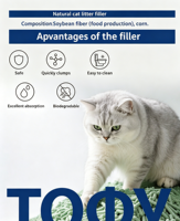 Litière pour chat Gliway Tofu sans poussière, nette, au thé vert, naturelle, à forte absorption, jetable, contrôle des odeurs, charbon actif, biodégradable