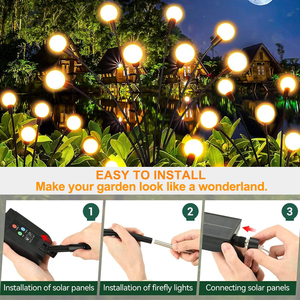 Lumière solaire extérieure étanche 6/8/10 têtes led alimenté par balançoire luciole lampe solaire luciole jardin lumière étanche à <span class=keywords><strong>la</strong></span> pluie cour - Product Image 4