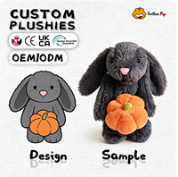 Peluche Mascotte Lapin Citrouille Personnalisée Halloween, Certifiée Sécurité, Tissu Recyclé, Super Douce et Moelleuse, Cadeaux pour Événements - Vente Flash