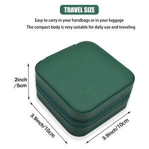 Portable Mini Gold Rectangle Leather Jewelry <b>Storage</b> Organizer for Women Multi-functional <b>Folding</b> Case Store Earrings Necklace - Product Image 4