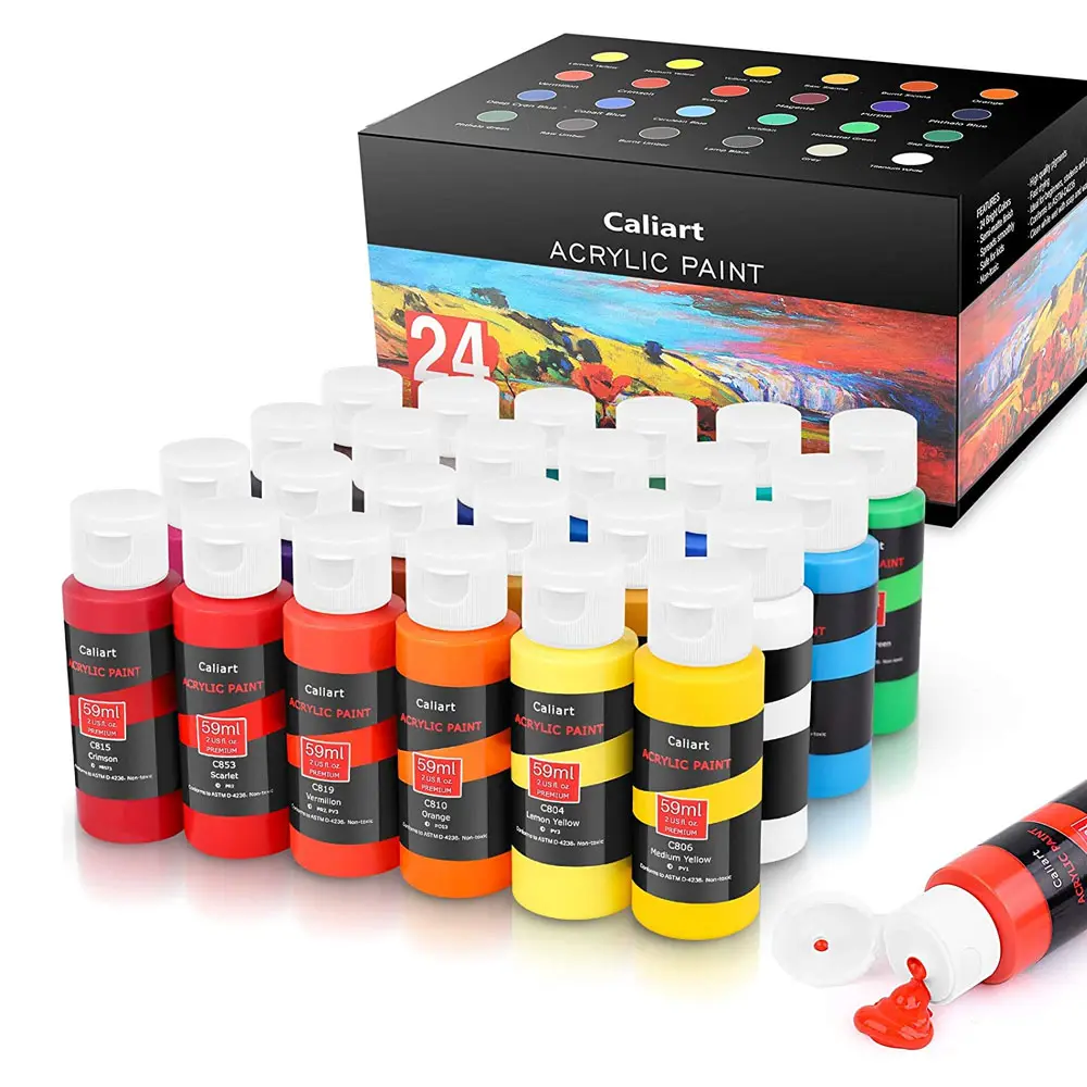 Acrylic Paint Set, Tubes Artist Quality Non Toxic Rich Pigments Colors Great for Professional Painting on Canvas Wood Clay