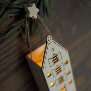 Mini casa de madera de Navidad Natural, artesanía, decoración cortada con láser con luz Led, Mini Casa de viviendas de Amsterdam para decoración de Navidad - Product Image 3