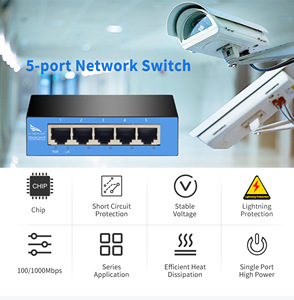 Gigabit <span class=keywords><strong>5</strong></span> cổng mạng chuyển đổi cáp giám sát chống sét plug-and-Play thuận tiện tương thích nhiệt độ rộng - Product Image 5