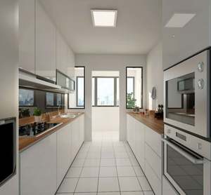 Gabinetes Minimalistas de Lujo en Tonos Fríos, Freidora de Aire Integrada, Almacenamiento Completo en Gabinetes, Estilo Abierto, para Casas Grandes - Product Image 4