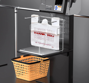Sacs en plastique biodégradables personnalisés pour supermarché avec poignées T-shirt et impression « Merci » - Product Image 5