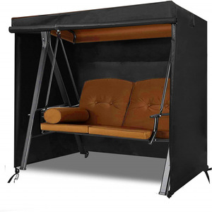 Funda para columpio de exterior negra, tela Oxford 420D, impermeable, protección solar, juego combinado para jardín - Product Image 1