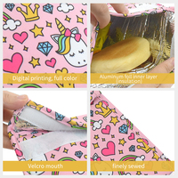 Sac à sandwich réutilisable pour enfants 19x19cm, emballage en tissu thermique écologique, intérieur en aluminium, sac à emporter pour aliments, collations, fruits