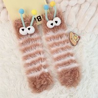 Chaussettes de cheville fantaisie pour femme, motif animal mignon et doux, chaudes et moelleuses pour l'hiver, idéales pour la maison, pour couple