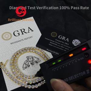 <span class=keywords><strong>Cadena</strong></span> de Tenis de Moissanita en Oferta, <span class=keywords><strong>Cadena</strong></span> de Tenis de Plata 925 con Diamantes de Moissanita Estilo Hip Hop, Pulsera y Collar - Product Image 4