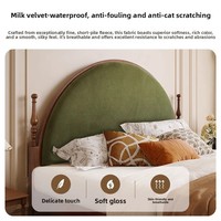 Lit double design vintage HORIZON FTL-BED1 de style français en bois massif avec assemblage à tenons et mortaises et revêtement en tissu – Lit de maître