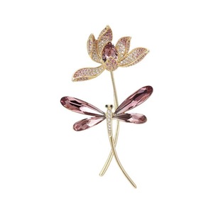 Broche de loto de estilo chino tradicional para mujer, broche de circón rosa de aleación chapada en plata, accesorios, joyería elegante - Product Image 5