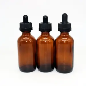 Factory Price 2oz Amber Glass Dropper Bottle