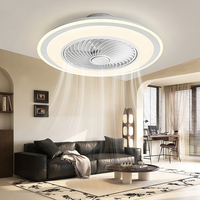 Ventilateur de plafond LED moderne avec moteur BLDC, télécommande, profil bas, 5 pales, intensité variable, pour chambre et salon