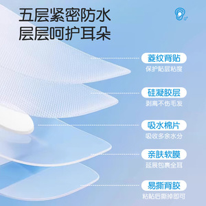 แผ่นปิดหูกันน้ำสำหรับเด็ก Chen Kang นุ่ม ฉีกง่าย ป้องกันขณะอาบน้ำและว่ายน้ำ - Product Image 1