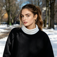 Sweat-shirt à col montant anti-plis pour femmes et adolescentes 2026, coupe oversize courte à manches longues, ample, hiver