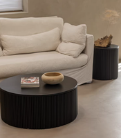 Table basse ronde en bois massif de style italien, table centrale noire, table d'appoint nordique, table à thé minimaliste