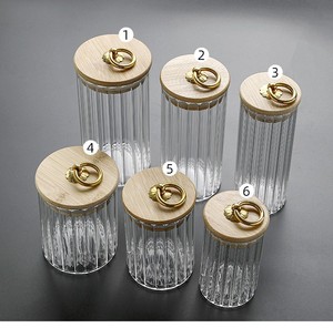 Borosilicato organizador de vidro para cozinha, recipiente para armazenamento de alimentos hermético com tampa de madeira de bambu, vidro transparente - Product Image 4