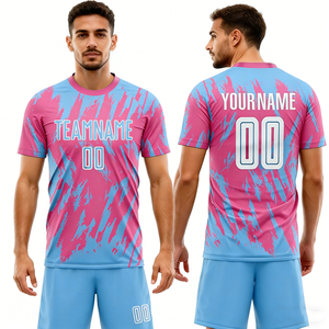 Camiseta de Fútbol Personalizada con Logotipo de Streetwear, Estilo Retro, Azul <span class=keywords><strong>Cielo</strong></span> y Rosa, para Hombre, Camiseta de Club, Camiseta de Fútbol Extra Grande con Diseño Sencillo - Product Image 1