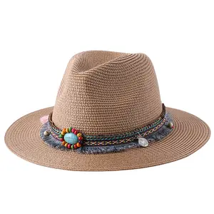 Wholesale Straw Hats Suppliers Bohemia Panama Hat Sun Protection Women Vintage Boho Hats