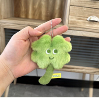 Porte-clés trèfle à quatre feuilles vert en peluche douce, porte-bonheur, pendentif trèfle, décoration de sac, cadeau porte-bonheur pour femme