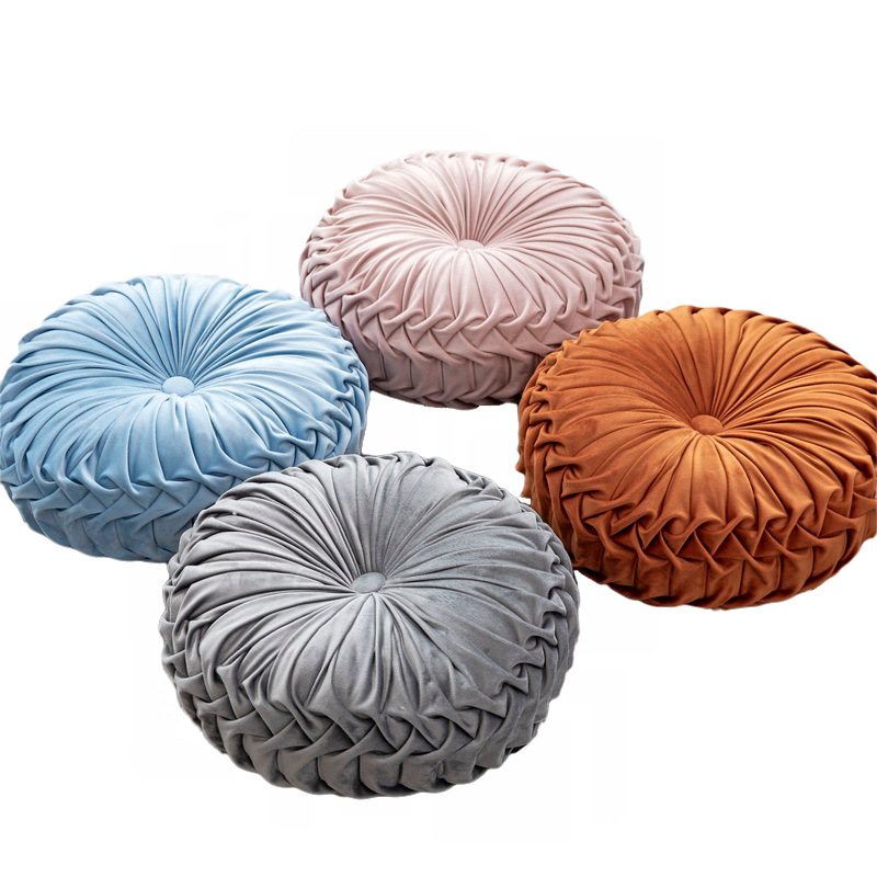 Handmade Ruffle Colorful Large Pumpkin Round Foam Window Floor seat cushion