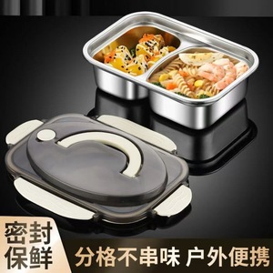 Stainless Steel <b>Lunch</b> <b>Box</b> Rectangle Sealed Lid Food Storage Container Takeaway Use - Product Image 4