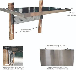 Tùy chỉnh treo tường kim loại gấp bàn tiết kiệm không gian máy trạm văn phòng nhà máy tính bảng nghiên cứu kệ phòng nhỏ đồ nội thất - Product Image 4