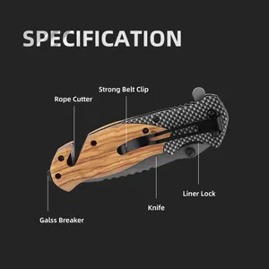 Custom Multifunction Tools Olive Wood Handle Hunting Pocket Knife Outdoor Camping Survival Tactical Folding Pocket Knife