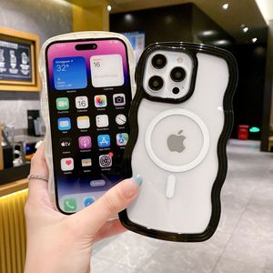 Nouvelle coque de téléphone magnétique transparente antichoc en TPU PC à bords ondulés pour filles, compatible <span class=keywords><strong>iPhone</strong></span> 17 16 15 14 Pro Max, avec protection magnétique sans fil - Product Image 5
