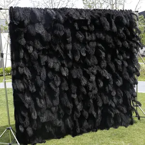 Custom Price Lower 5D Black feather Backdrop Panel Wedding Decoration Artificial Flower Wall In A Dome