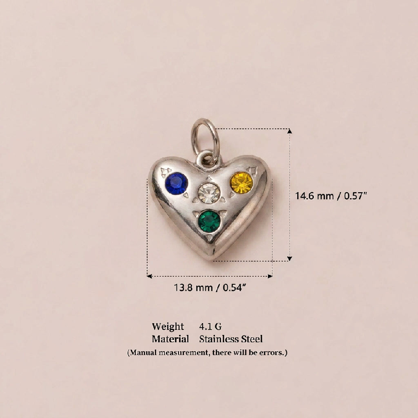 Four-Stone Gem Heart Charm