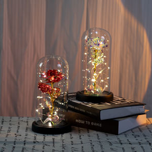 Искусственный цветок подарок для нее вечный хрустальный свет розовый в стеклянном куполе с бабочкой Галактической розы - Product Image 3