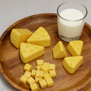 Ensemble de modèles de <span class=keywords><strong>faux</strong></span> fromages en plastique écologiques, plusieurs tailles, tranches triangulaires, petits cubes, pour aliments au goût crémeux jaune pâle - Product Image 6