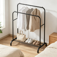 Porte-vêtements moderne à double rail, directement de l'usine, avec rangement inférieur pour chambre et entrée
