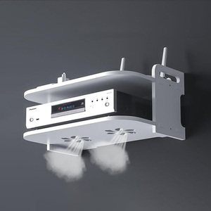TV standı yatak odası için Mini kapasiteli duvar rafları WiFi uzaktan kumanda saklama kutusu duvar montaj sabit raf üstü kutusu yönlendirici konsol - Product Image 2