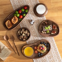 Plateau de rangement et de service vintage en bois massif fait main pour bijoux et cosmétiques, idéal pour l'entrée ou l'hôtellerie - Design rétro de luxe léger