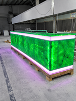Table de bar de luxe en marbre vert avec éclairage LED pour boîte de nuit, hôtel, bar à vin, design de mobilier