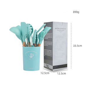 12 pcs烹饪配件厨具锅铲勺子厨房工具带木柄硅胶厨具套装 - Product Image 6